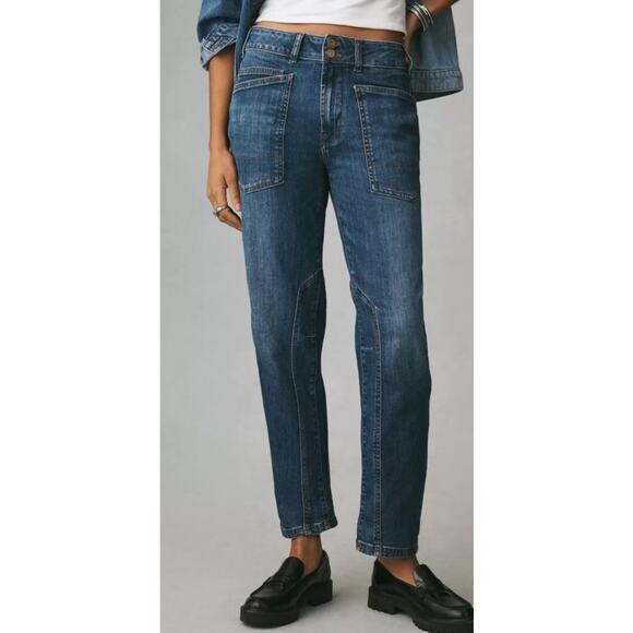 Pilcro by Anthropologie Denim - Anthropologie Pilcro The Wonderer Mid Rise Jeans Womens 25 Blue Relaxed Pockets